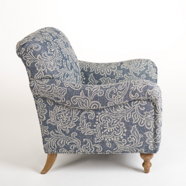 Blue Floral English Armchair