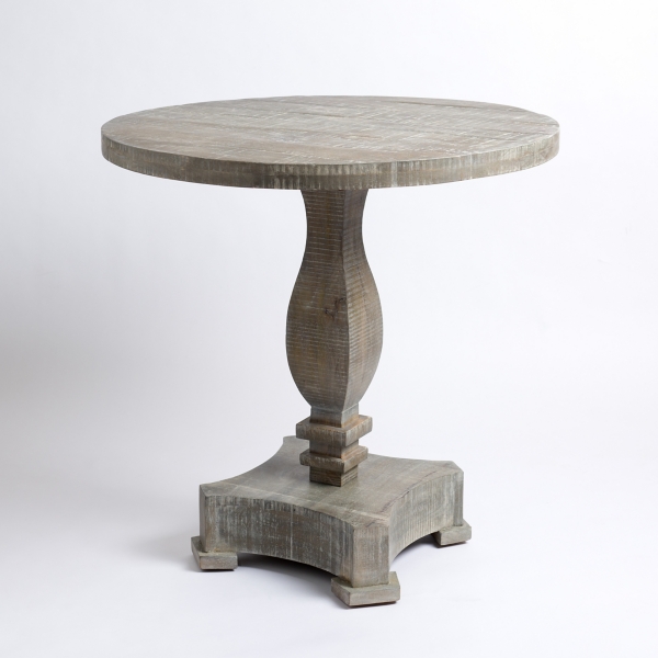 Gray Wash Mango Wood Pedestal Side Table