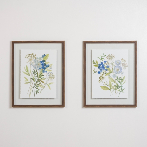Blue Botanicals Framed Art Prints, Set of 2
