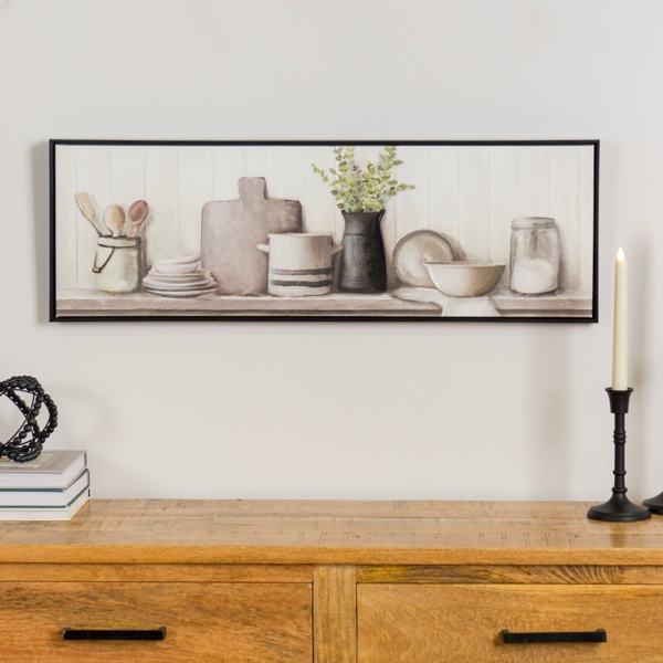 Kitchen Counter Framed Canvas Art Print