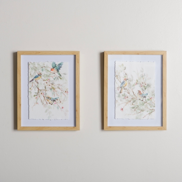 Spring Birds on Branch Framed Art Prints, Set of 2 | Kirklands Home