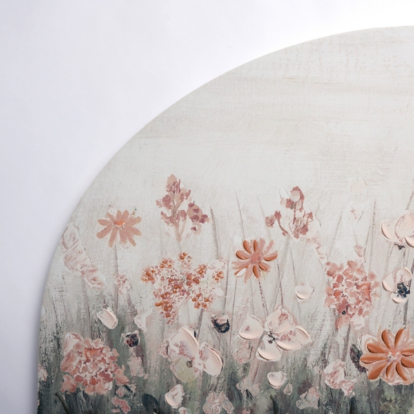 Pink Floral Meadow Arch Canvas Art Print