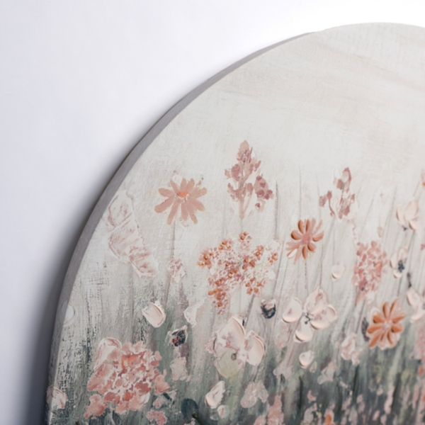 Pink Floral Meadow Arch Canvas Art Print