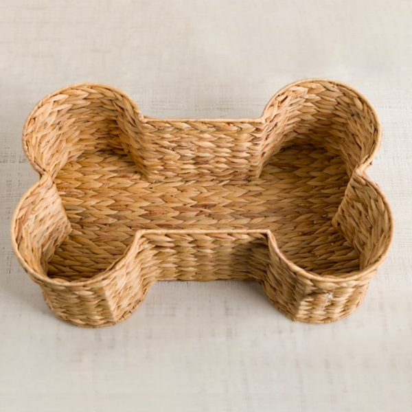 Dog Bone Natural Hyacinth Basket