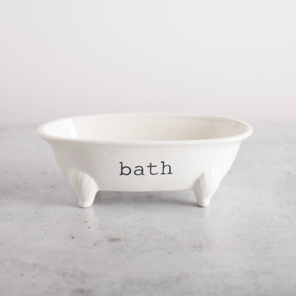 White Ceramic Bathtub Dish