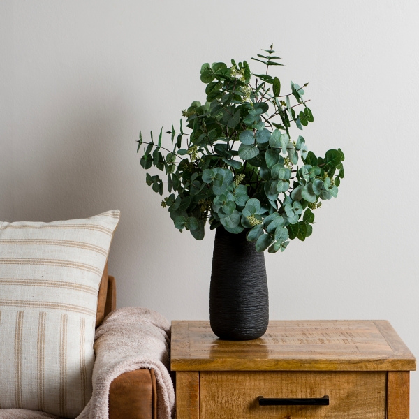 Eucalyptus Arrangement in Black Textured Vase