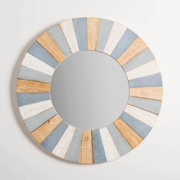 Radial Blues Round Wall Mirror