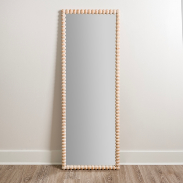 Whitewash Martha Beaded Leaner Mirror