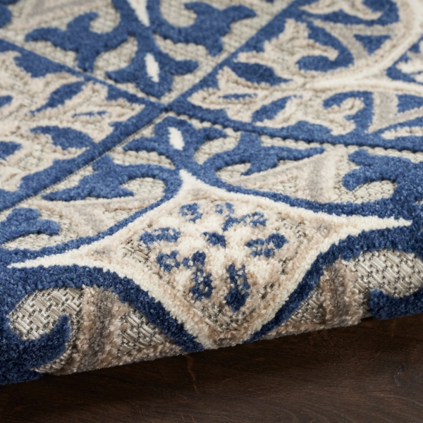 Aloha Blue Geometric Indoor/Outdoor Area Rug