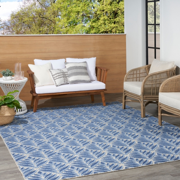 Aloha Blue Botanical Indoor/Outdoor Area Rug, 9x12