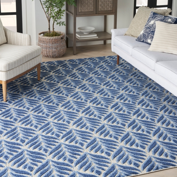 Aloha Blue Botanical Indoor/Outdoor Area Rug, 9x12