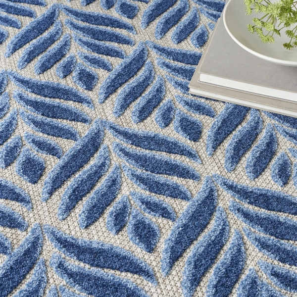 Aloha Blue Botanical Indoor/Outdoor Area Rug, 9x12