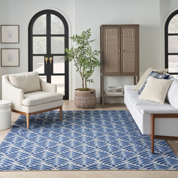 Aloha Blue Botanical Indoor/Outdoor Area Rug, 9x12