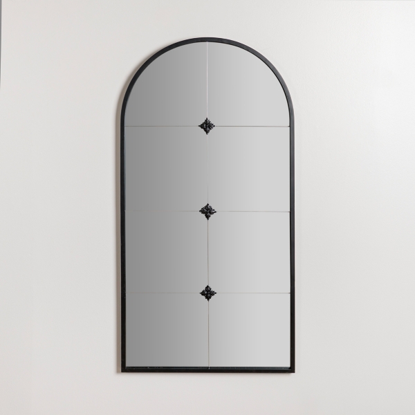 Black Metal Lisette Paned Arch Wall Mirror Kirklands Home