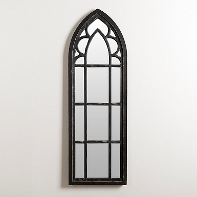 Black Metal Lisette Paned Arch Wall Mirror