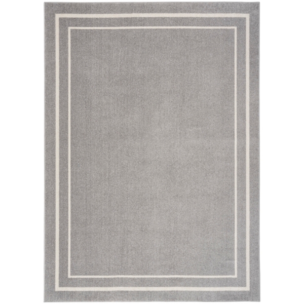 Gray Bordered Indoor/Outdoor Area Rug, 6x9 | Kirklands Home