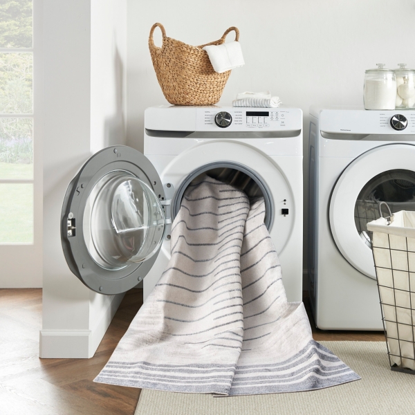 Ivory Striated Sphere Washable Runner, 2x10