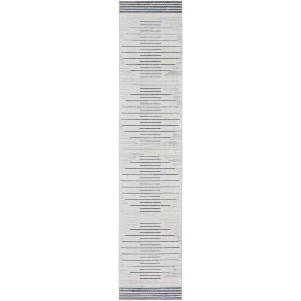 Blue and Ivory Striped Moons Runner, 2x8