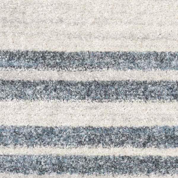 Blue and Ivory Striped Moon Area Rug, 9x12