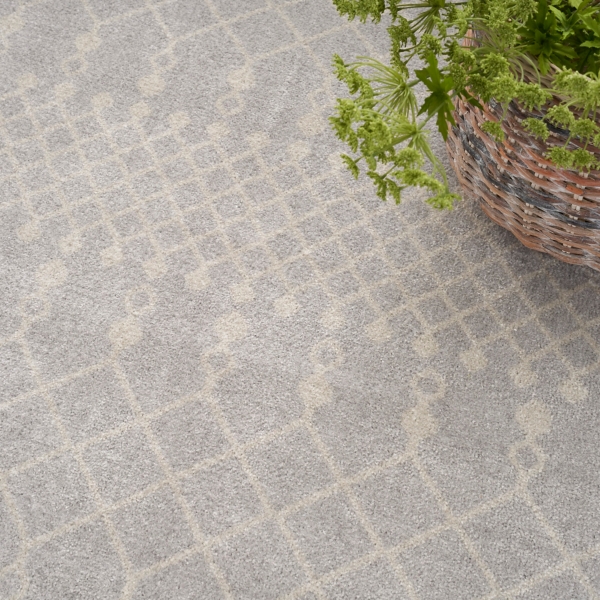 Gray and Ivory Moroccan Trellis Area Rug