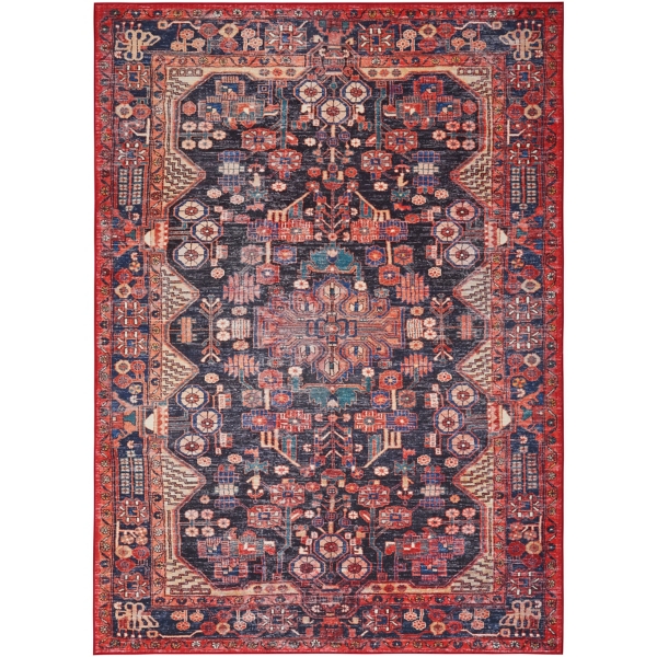 Fulton Red Botanical Area Rug, 5x7 Kirklands Home