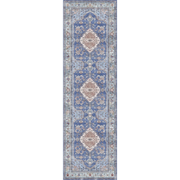 Fulton Blue Medallion Runner, 2x7 | Kirklands Home