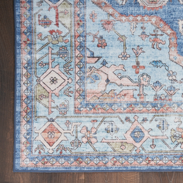 Fulton Blue Medallion Area Rug, 7x9
