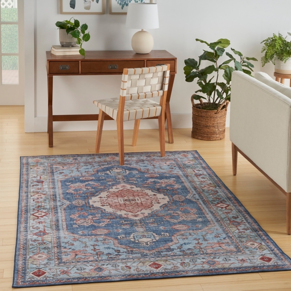 Fulton Blue Medallion Area Rug, 7x9