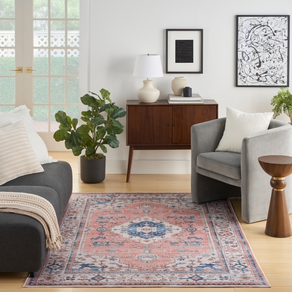 Fulton Coral Medallion Area Rug, 7x9