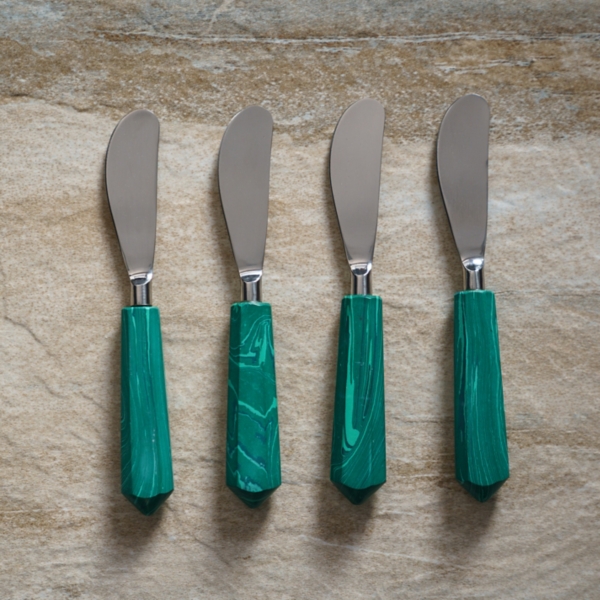 Green Stone Cheese Spreaders, Set of 4