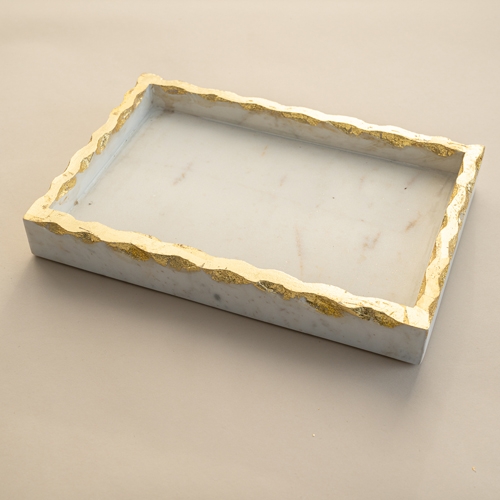 White and Gold Marble Vanity Tray Kirklands Home