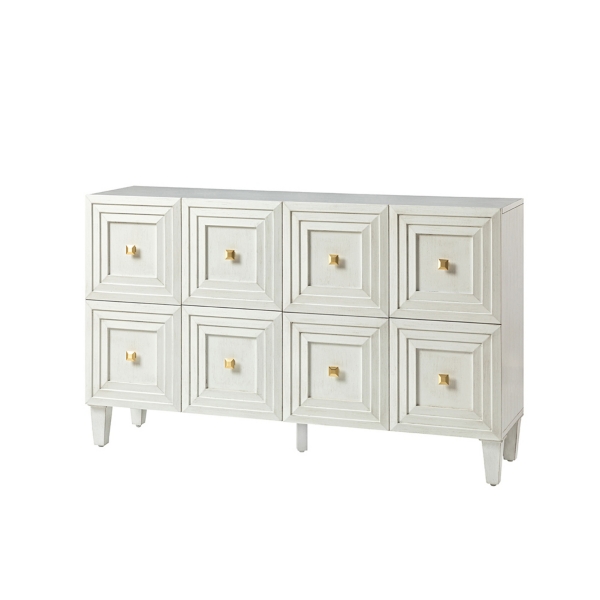 White Wood Block Patterned 4Door Sideboard Kirklands Home