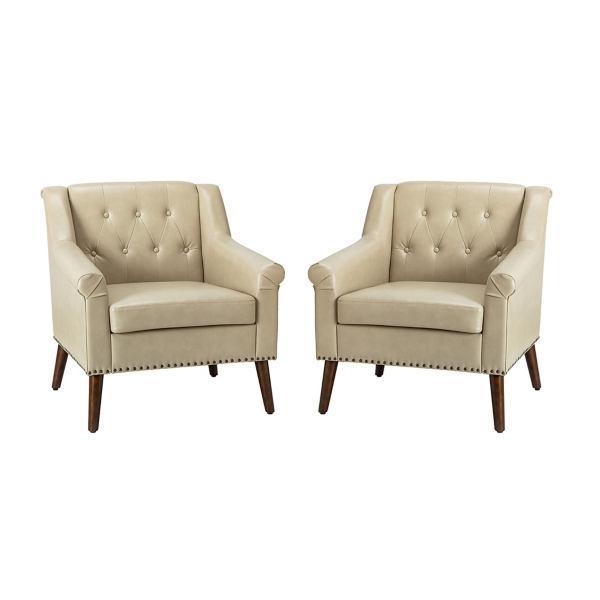 Tan Faux Leather Upholstered Armchairs, Set of 2 | Kirklands Home