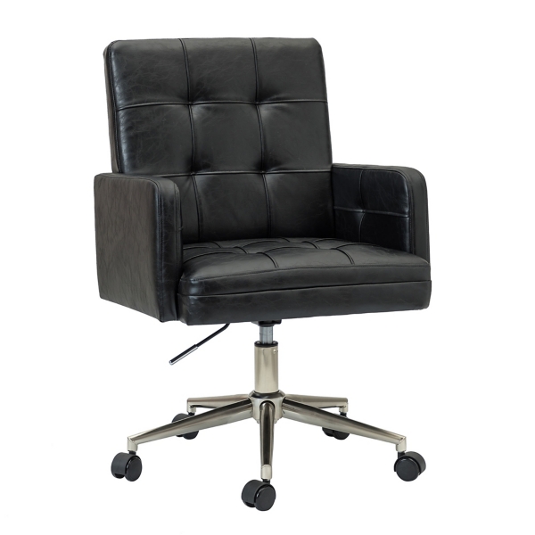 Black Tufted Faux Leather Swivel Office Chair Kirklands Home