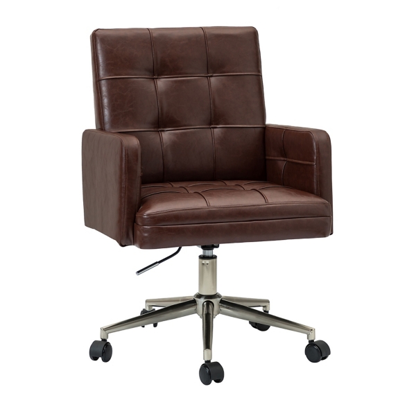 Espresso Tufted Faux Leather Swivel Office Chair Kirklands Home