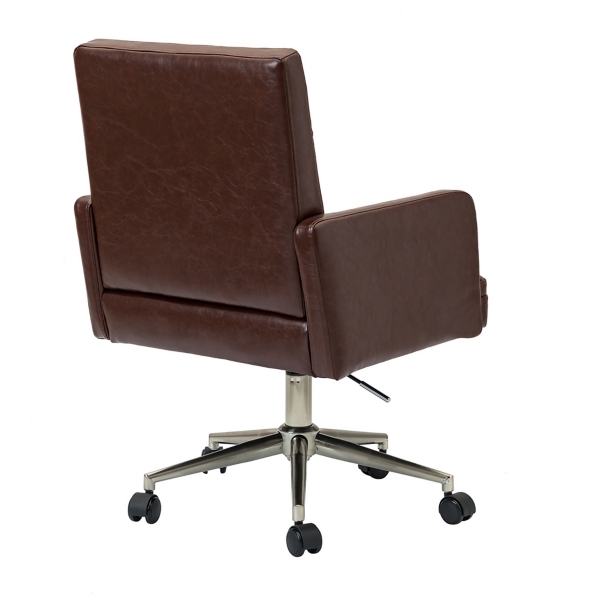 Espresso Tufted Faux Leather Swivel Office Chair