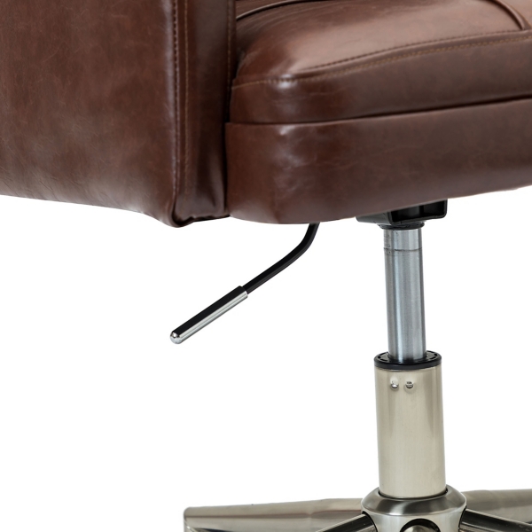 Espresso Tufted Faux Leather Swivel Office Chair