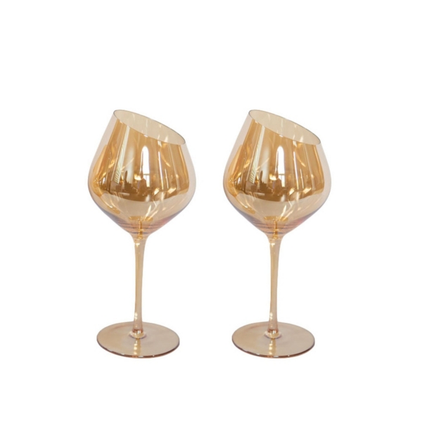Gold Slanted Red Wine Glasses, Set of 2 Kirklands Home