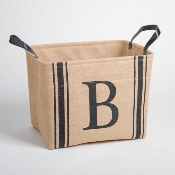 Monogram B Striped Jute Storage Bin | Kirklands Home