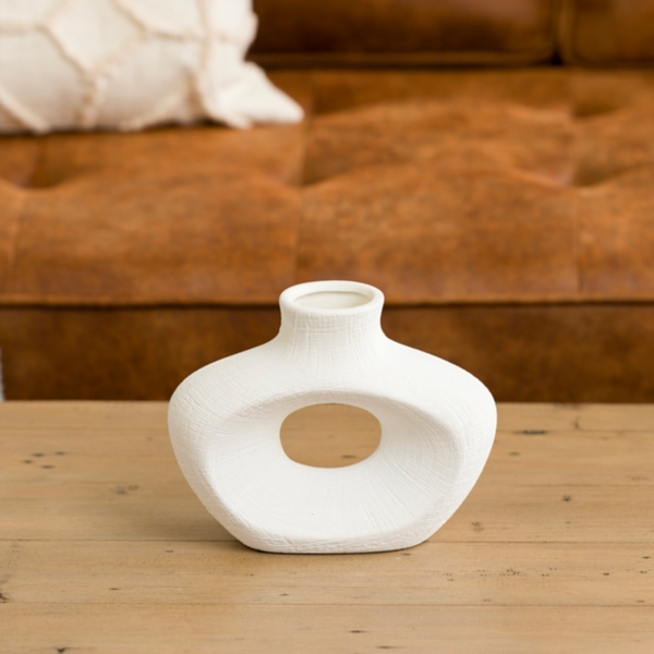 White Cut-Out Ceramic Vase