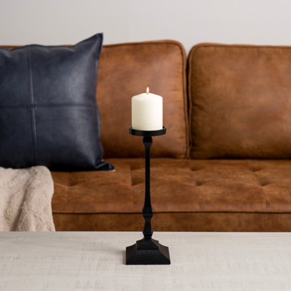 Black Cast Iron Pillar Candle Holder, 11 in. Kirklands Home