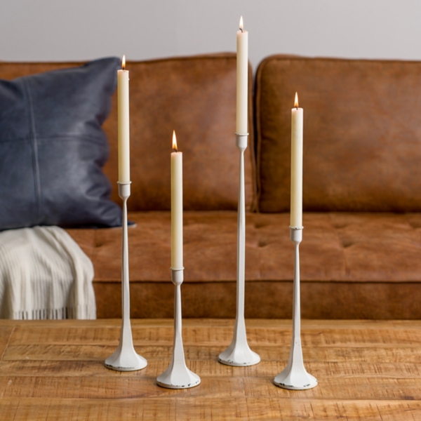 White Cast Iron Taper Candle Holder
