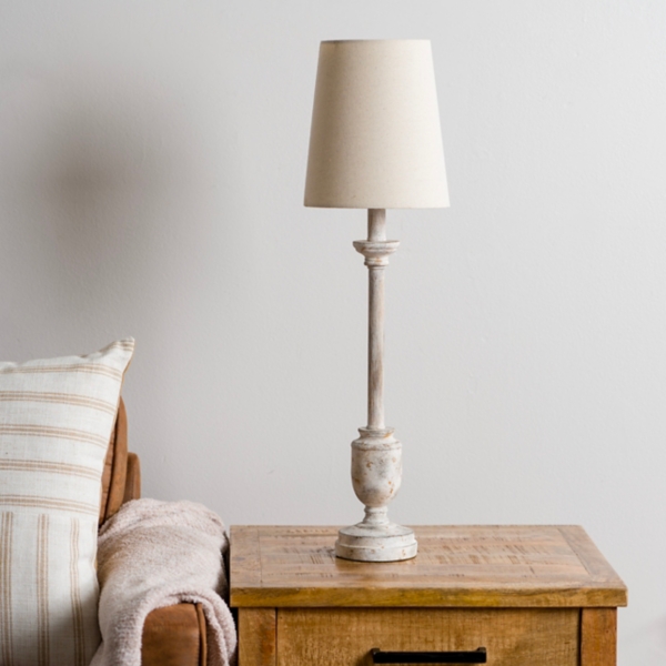 Distressed Ivory Classic Buffet Lamp