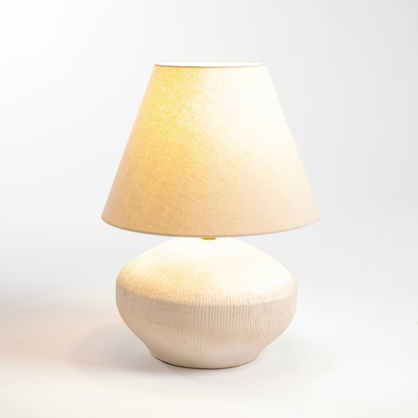 Cream Wide Textured Table Lamp