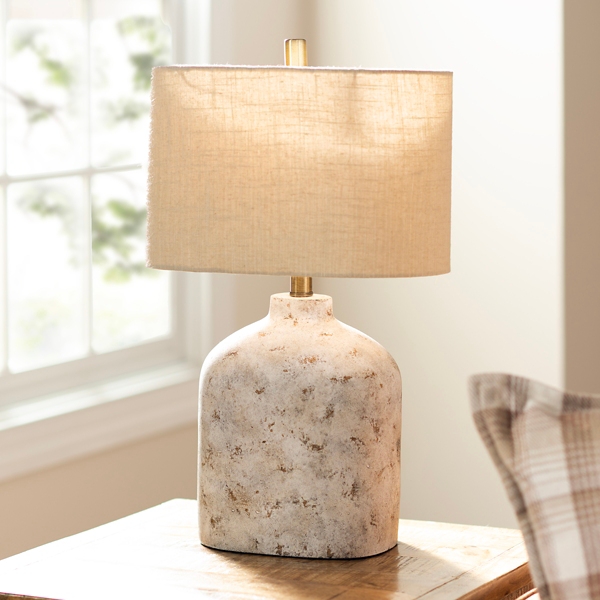White Distressed Narrow Table Lamp