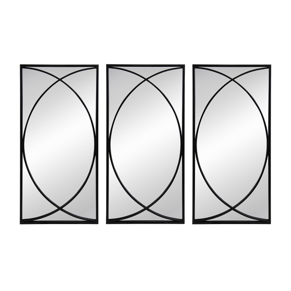 Black Metal Geometric Wall Mirrors, Set of 3 | Kirklands Home