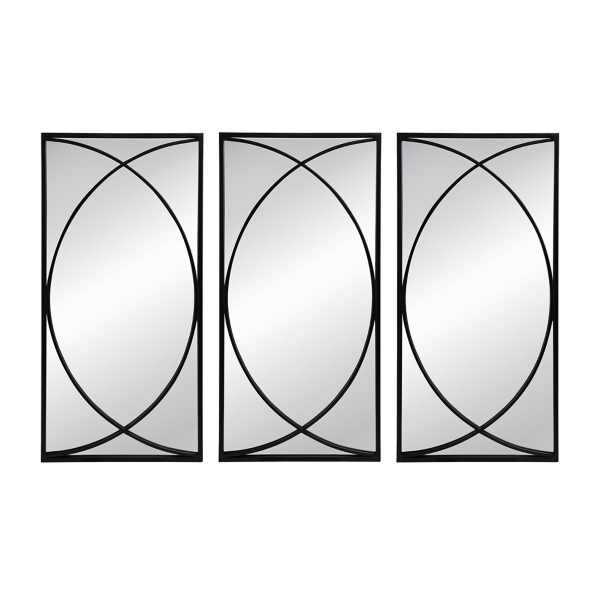 Black Metal Geometric Wall Mirrors, Set of 3 Kirklands Home