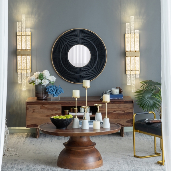 Black and Gold Double Ribbed Wall Mirror