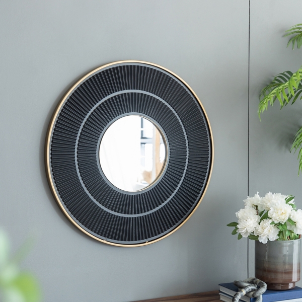 Black and Gold Double Ribbed Wall Mirror