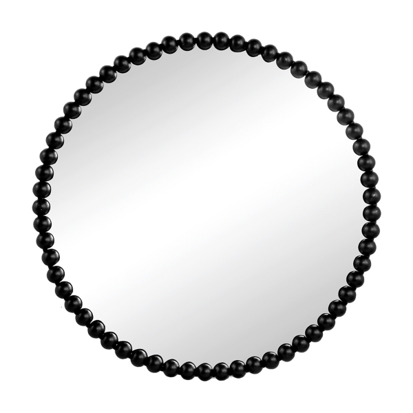 Black Metal Round Beaded Wall Mirror Kirklands Home